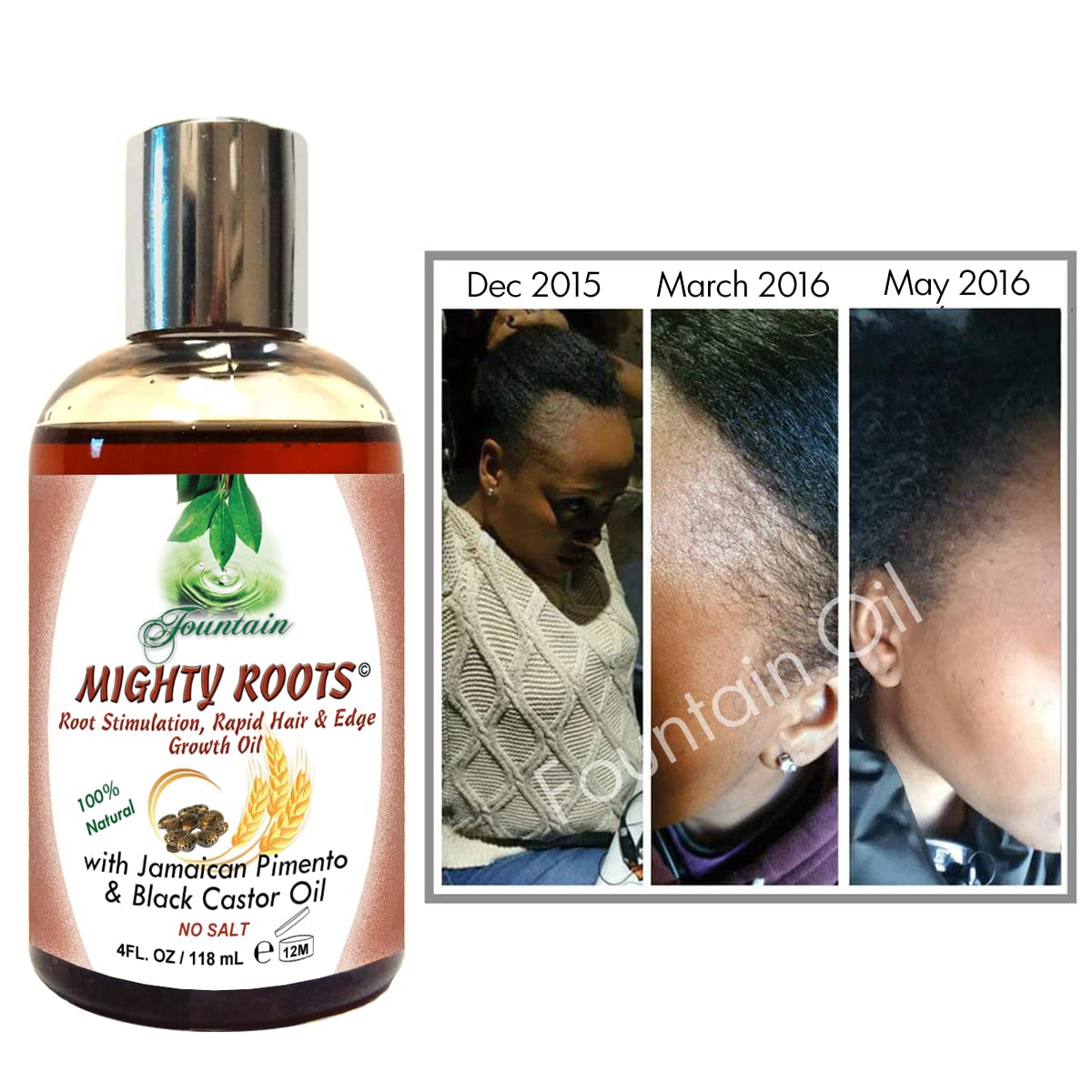 Fountain Mighty Roots with Jamaican Pimento Black Castor Oil 4 Ounce (Pack of 2)
