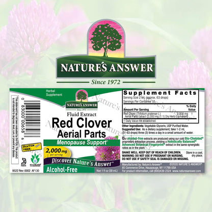 Nature's Answer Red Clover Extract Supplement Alcohol Free 1 Oz (Pack of 4) - Natural Mood Support
