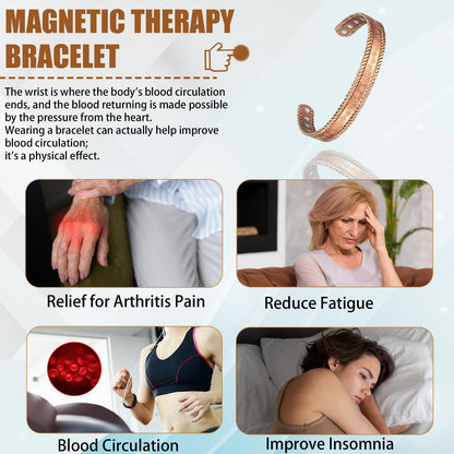 EnerCoppeX Copper Magnetic Bracelet for Women, 99.99% Pure Copper Cuff with 3500 Gauss Magnets (A)