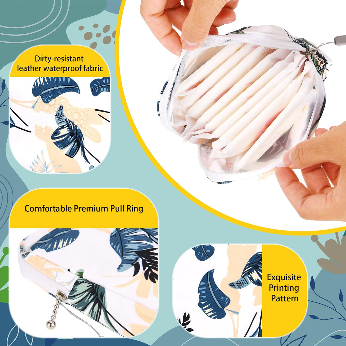 4Pcs Sanitary Napkin Storage Bag, Small Menstrual Period Bag Period Pouch Waterproof