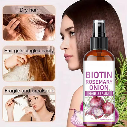 Yniquet 2PCS Onion Hair Growth Serum for Scalp & Hair Care, Onion Hair Care Spray for Hydrating, Onion & Rosemary Hair Growth Oil for Thinning Breakage 3.38 FL OZ (100ML)