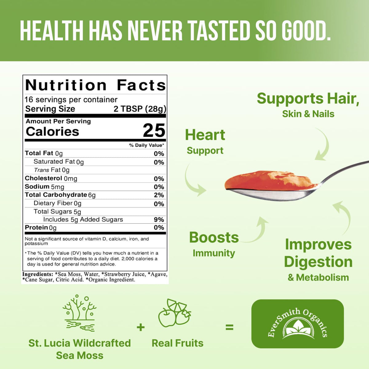 EverSmith Organics - Wildcrafted Irish Sea Moss Gel - Made in USA - Rich in Vitamins
