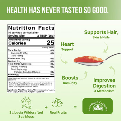 EverSmith Organics - Wildcrafted Irish Sea Moss Gel - Made in USA - Rich in Vitamins