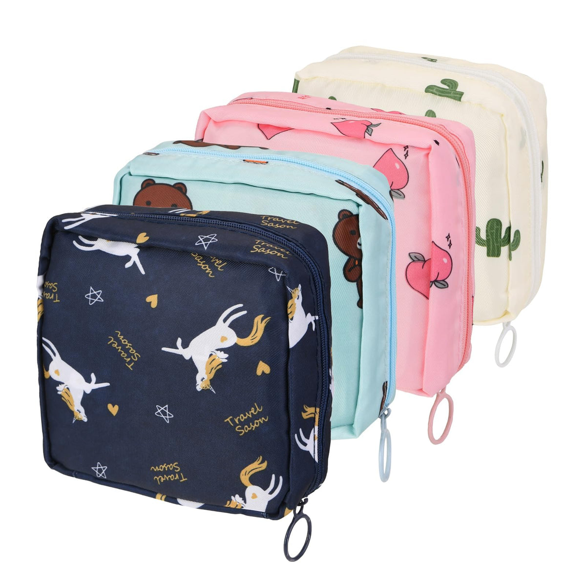 4Pcs Period Bag, Sanitary Pad Storage Bag Samll Period Pouch for Purse Cute Menstrual Period Bag