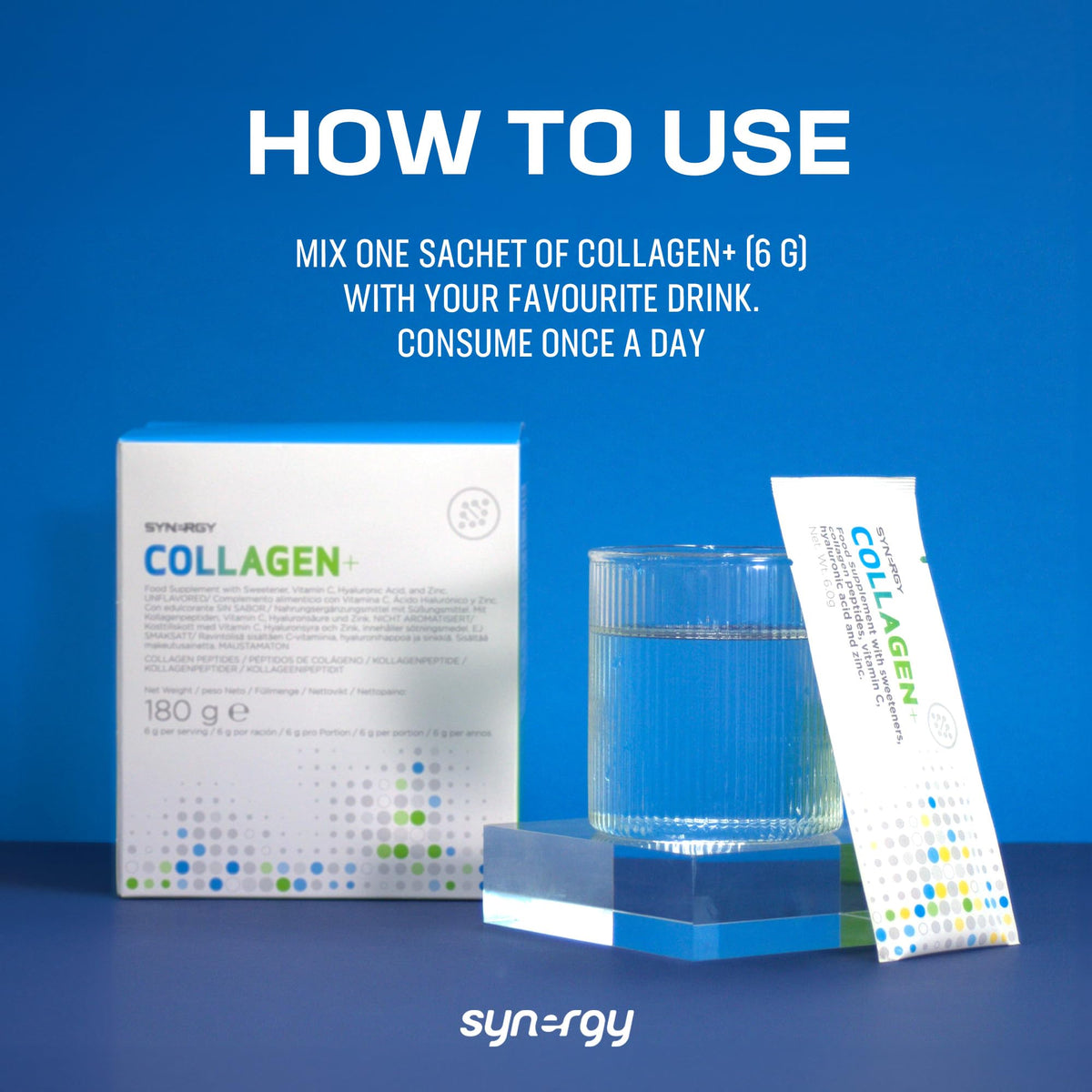 Synergy Worldwide Collagen+ 30 doses - 5810mg Collagen with Vitamin C, Hyaluronic Acid and Zinc