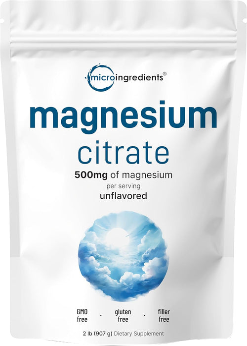Magnesium Citrate Powder, 2lbs - Unflavored Magnesium Supplement - Relaxation and Nutrient Utilization - Easily Absorbed Formula - Non-GMO, Vegan, Gluten Free