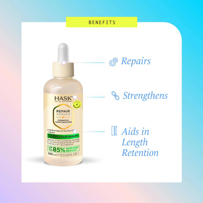 HASK Repair Series Strength & Length Scalp & Hair Serum - Repairs Damage, Thicker Look, Length Retention - Cruelty Free, Color Safe