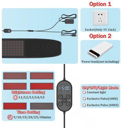 Red Light Therapy Belt Near-Infrared-Light Therapy Wrap for Body Wearable Large Pad