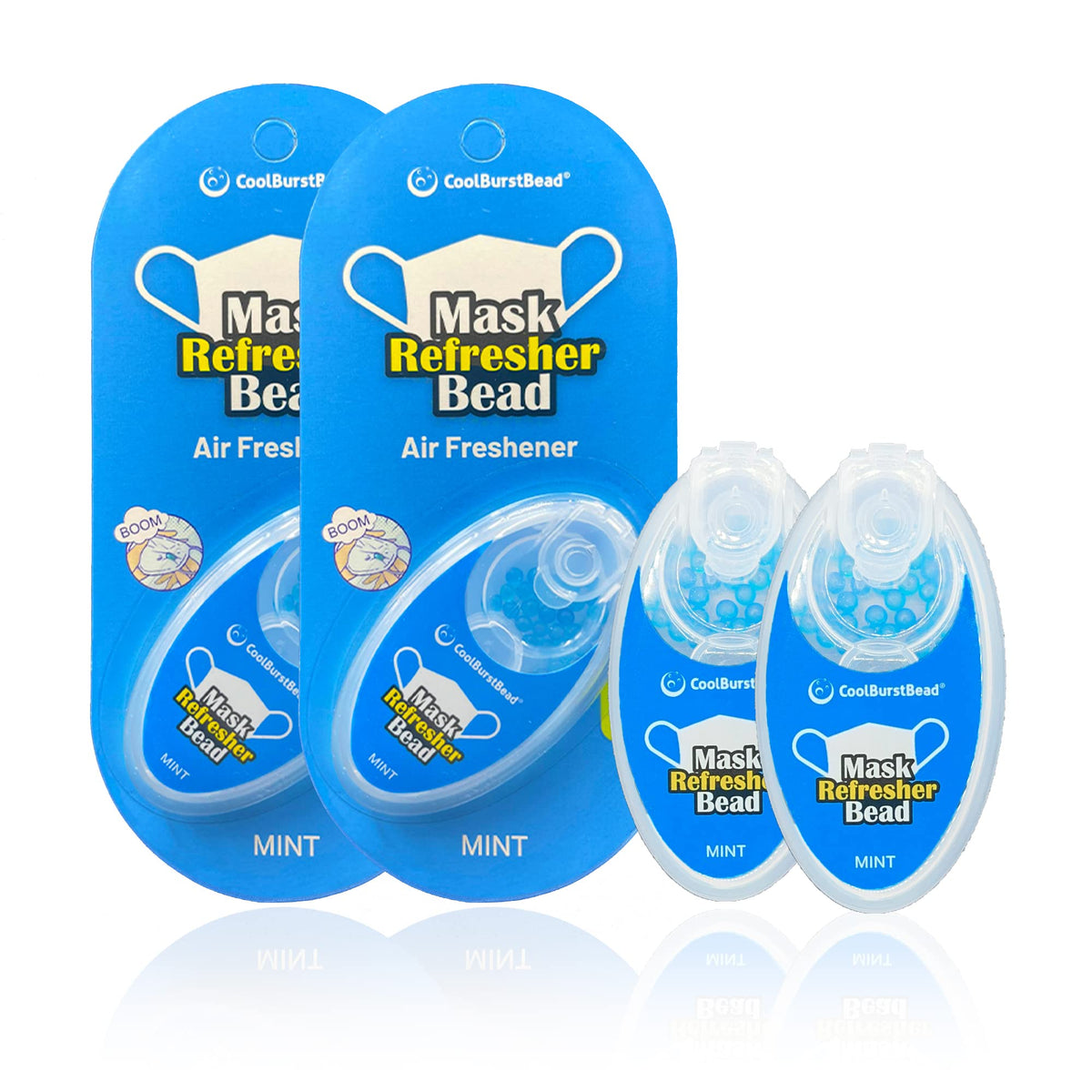 CoolBurstBead Face Mask Refresher, Long-Lasting & Strong Refreshing Fragrance, 4-Pack