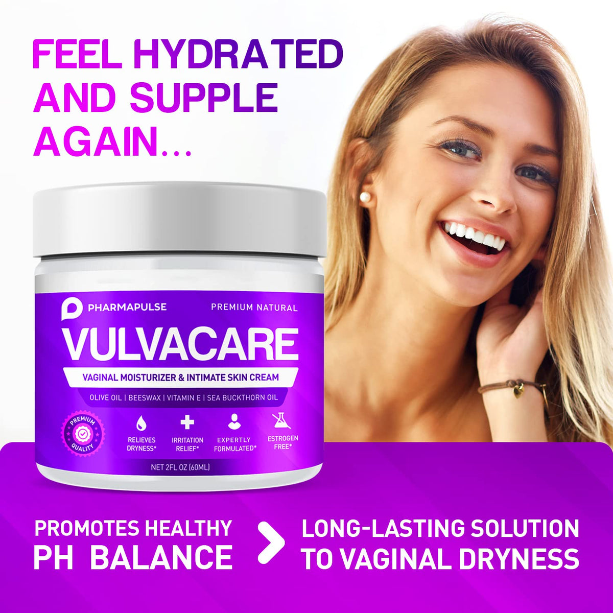 Pharmapulse Vaginal Moisturizer, Vulva Balm Cream, Intimate Skin Care, Menopause Support