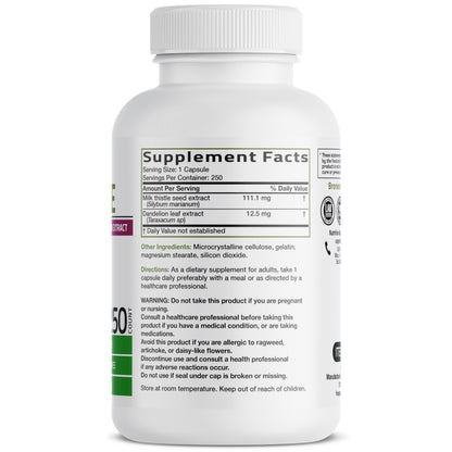 Bronson Milk Thistle Silymarin Marianum & Dandelion Extract, 120 Capsules - 2-in-1 Liver Cleanse, Health, Detox & Antioxidant Support, Non-GMO, Gluten-Free, Soy-Free