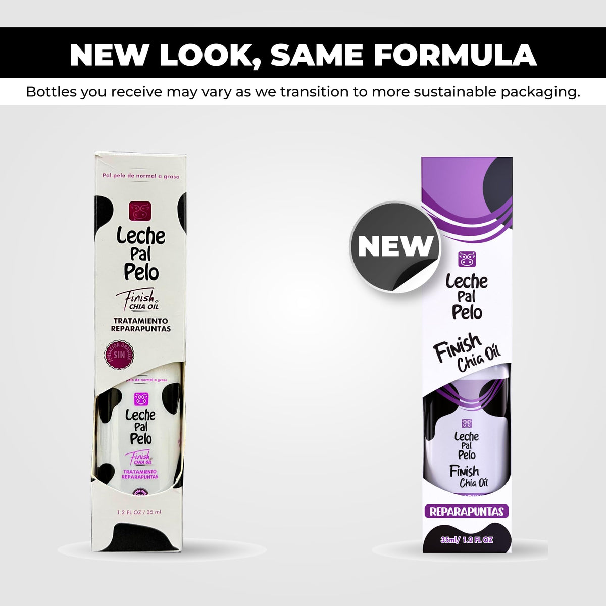 Leche Pal Pelo Traditional - Hair Oil for Frizz Control - Non-Greasy Haircare with Abyssinian Oil, Omega 3, Provitamin B5 - Finish Chia - 1.2 oz