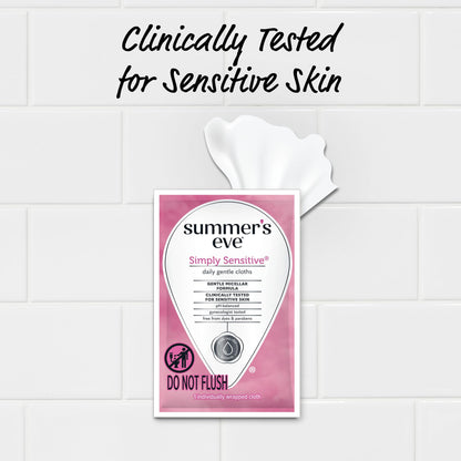 Summer's Eve Feminine Wipes, Simply Sensitive, 5 Count Trial & Travel Size, 24 Pack