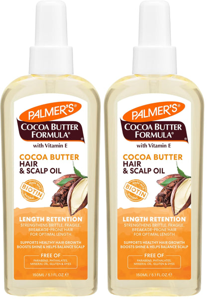 Palmer's Cocoa Butter & Biotin Length Retention Hair and Scalp Oil, 5.1 Fl Oz (Packaging May Vary), (Pack of 2)