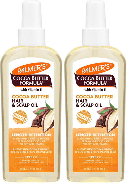 Palmer's Cocoa Butter & Biotin Length Retention Hair and Scalp Oil, 5.1 Fl Oz (Packaging May Vary), (Pack of 2)