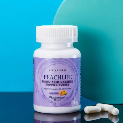 Peachlife Boric Acid Suppositories and Small Soft Menstrual Cup with Ring Pull