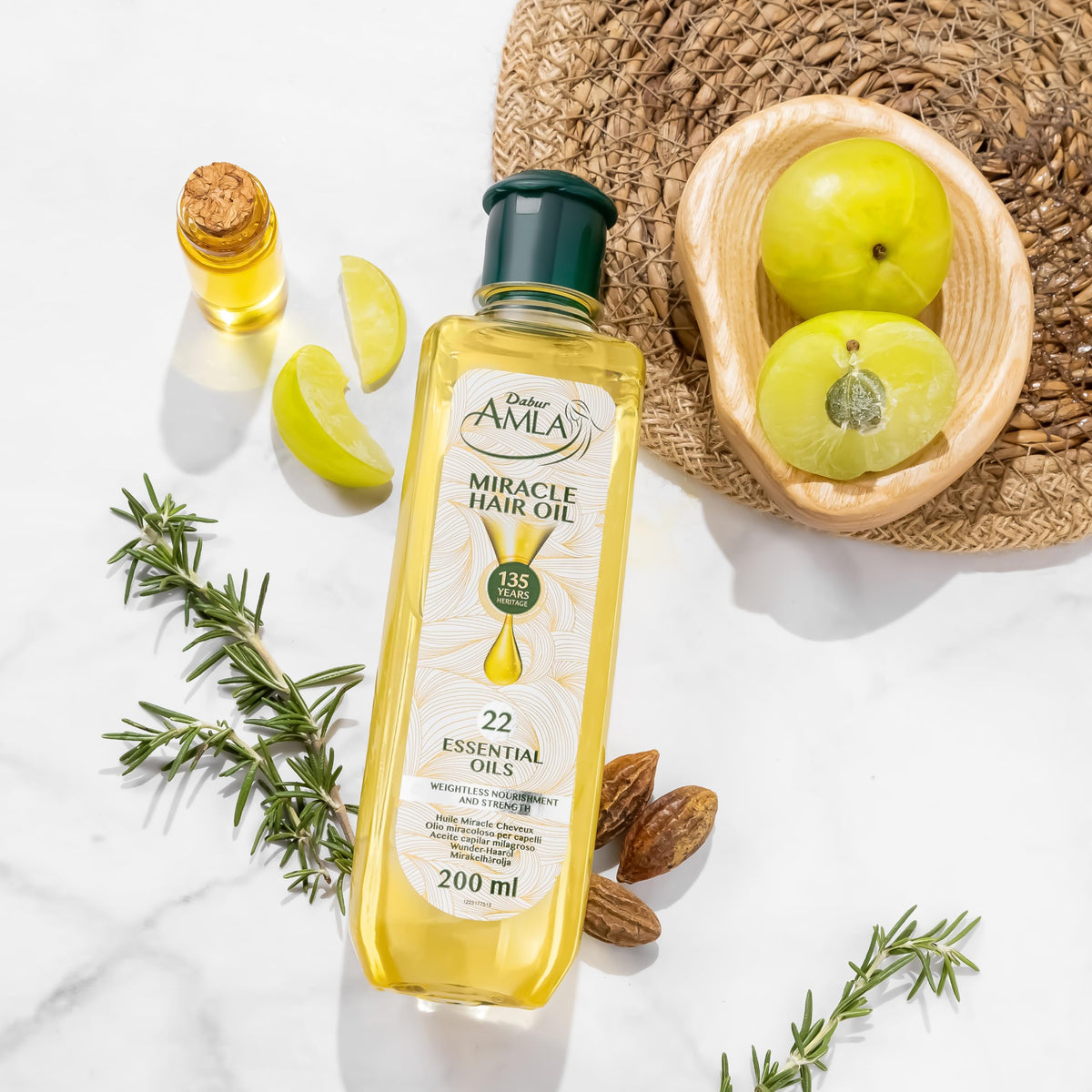Dabur Amla Luxe Hair Oil - Lightweight Ayurvedic Hair Growth With Pure Amla and 22 Essential Oils, Nourishes and Conditions Scalp, Strengthens Roots, Adds Shine - Dermatologically Tested - 200 ml