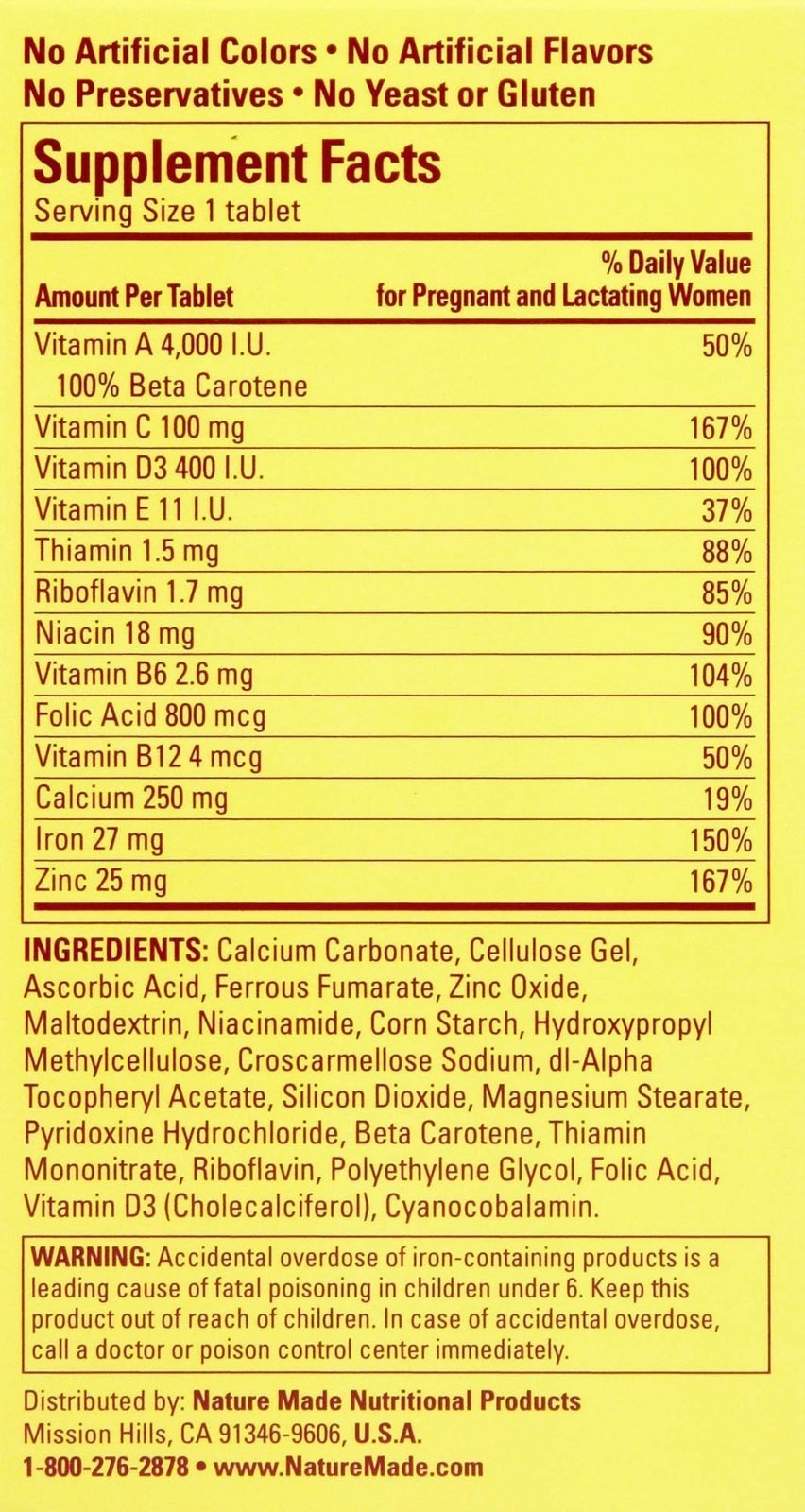 Nature Made Multi Prenatal Tabs, 90 ct (Packaging may vary)