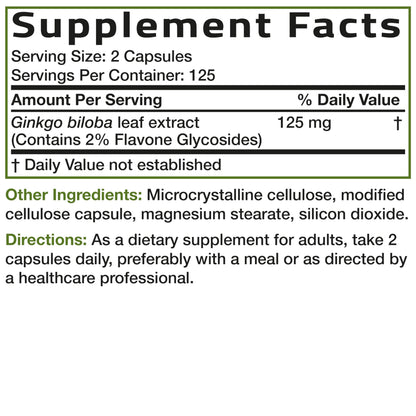 Bronson Ginkgo Biloba Extra Strength Brain & Memory Support 120 Capsules - Vegetarian, Non-GMO, Gluten Free, Soy Free, Memory, Cognitive & Brain Health Support