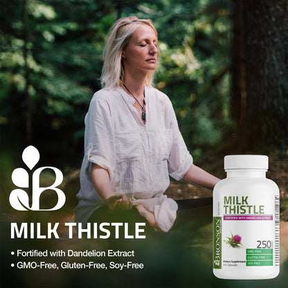 Bronson Milk Thistle Silymarin Marianum & Dandelion Extract, 120 Capsules - 2-in-1 Liver Cleanse, Health, Detox & Antioxidant Support, Non-GMO, Gluten-Free, Soy-Free