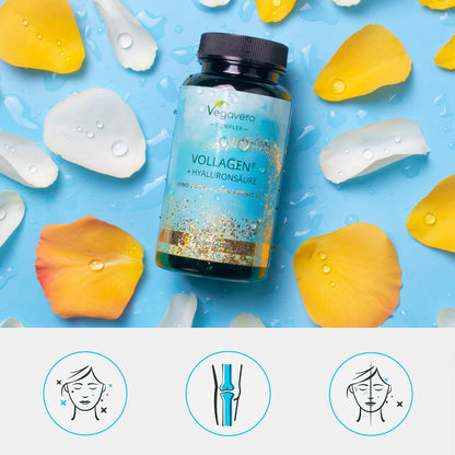 Vegavero Vegan Collagen Complex + Hyaluronic Acid - NO Additives - Vegan Collagen Powder Vollagen - Essential Amino Acids - 120 Capsules