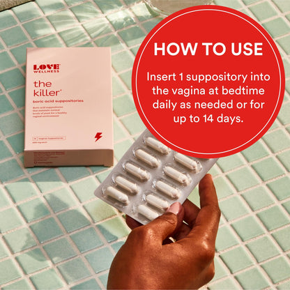 Love Wellness pH Balancing Cleanser & The Killer - Boric Acid Suppositories & Feminine Wash