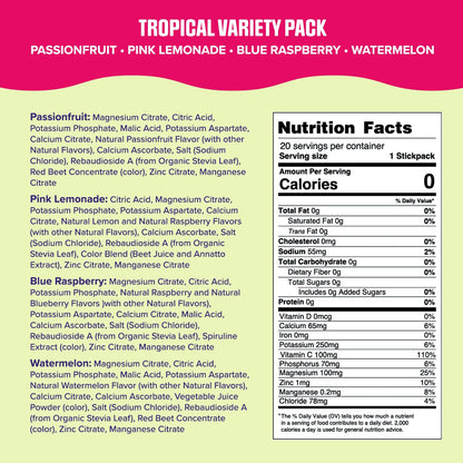 Ultima Replenisher Daily Electrolyte Drink Mix - Tropical Variety, 20 Stickpacks - Hydration