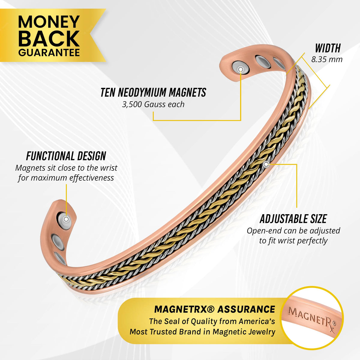 MagnetRX Women's Copper Bracelet - Effective 99.9% Pure Copper Magnetic Therapy Bracelets