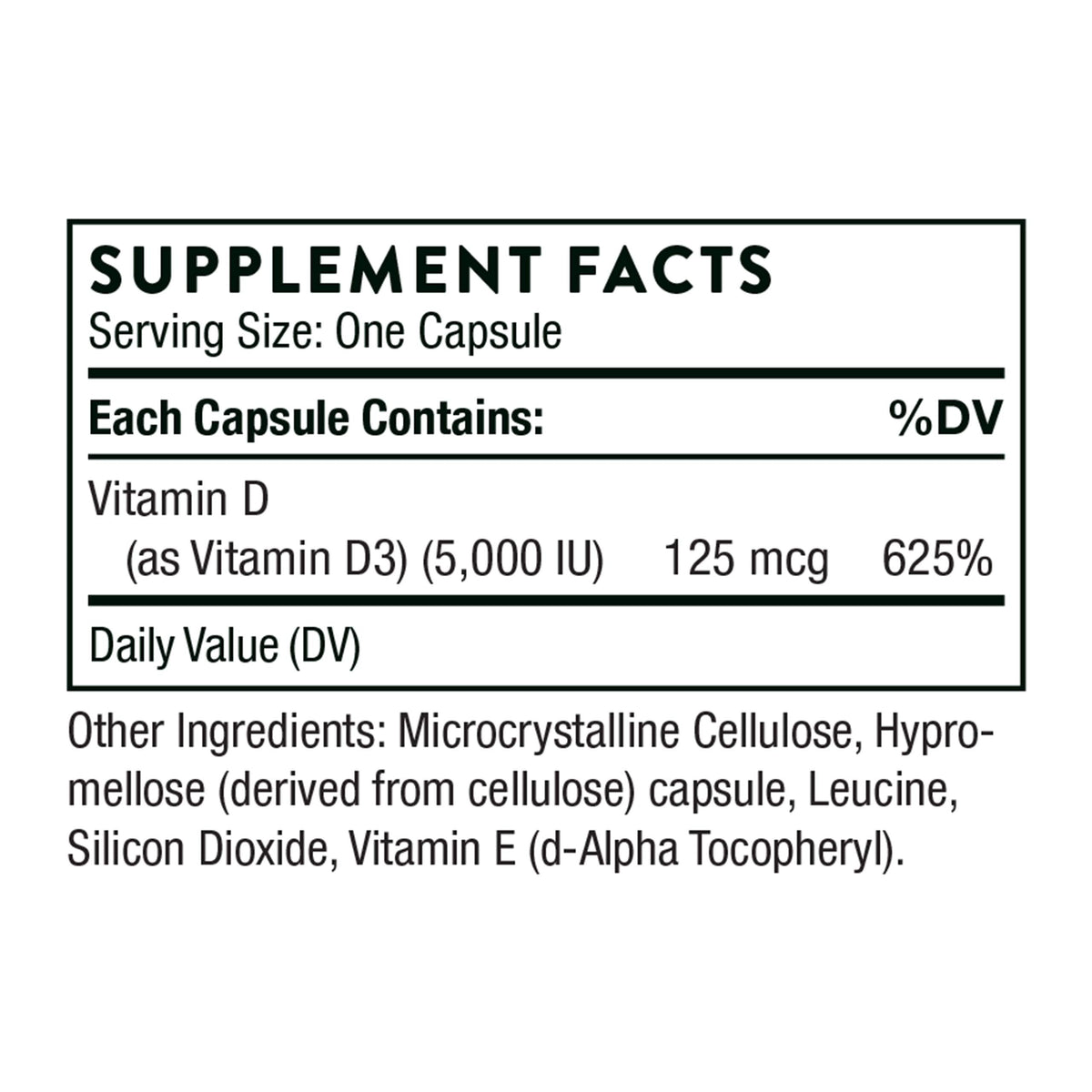 THORNE Vitamin D-5000 - Vitamin D3 Supplement - Support Healthy Bones, Teeth