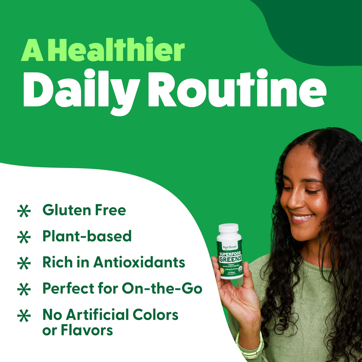 Superfood Greens by Feel Great Vitamin Co. - Organic Greens, Fruits and Veggies