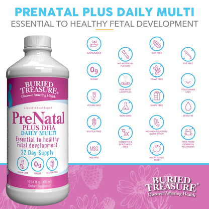 Buried Treasure Prenatal Plus DHA Complete, 16 oz, Natural DHA Omega3 Iron