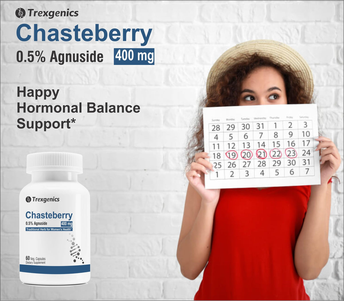 Trexgenics CHASTEBERRY 0.5% Agnuside 400 mg Women's Health Support Vegan & Non-GMO