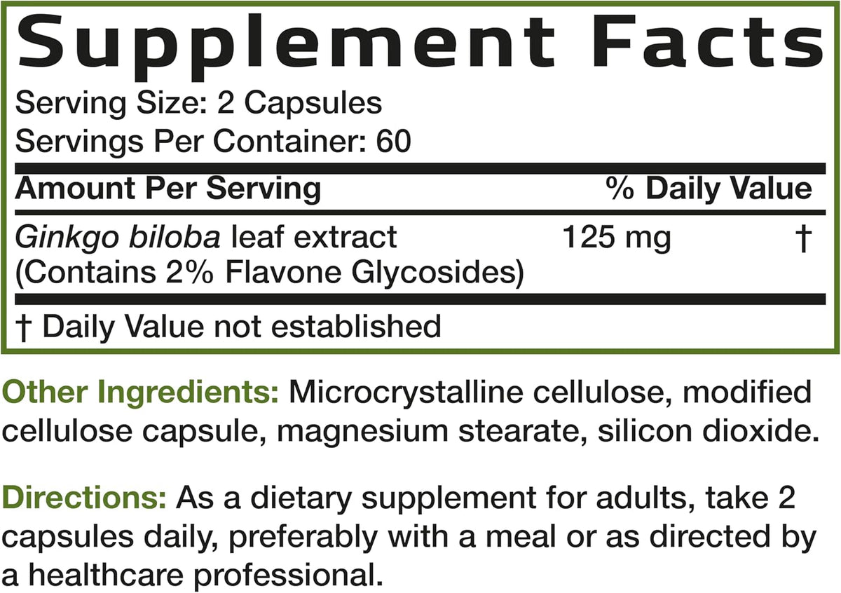 Bronson Ginkgo Biloba Extra Strength Brain & Memory Support 120 Capsules - Vegetarian, Non-GMO, Gluten Free, Soy Free, Memory, Cognitive & Brain Health Support