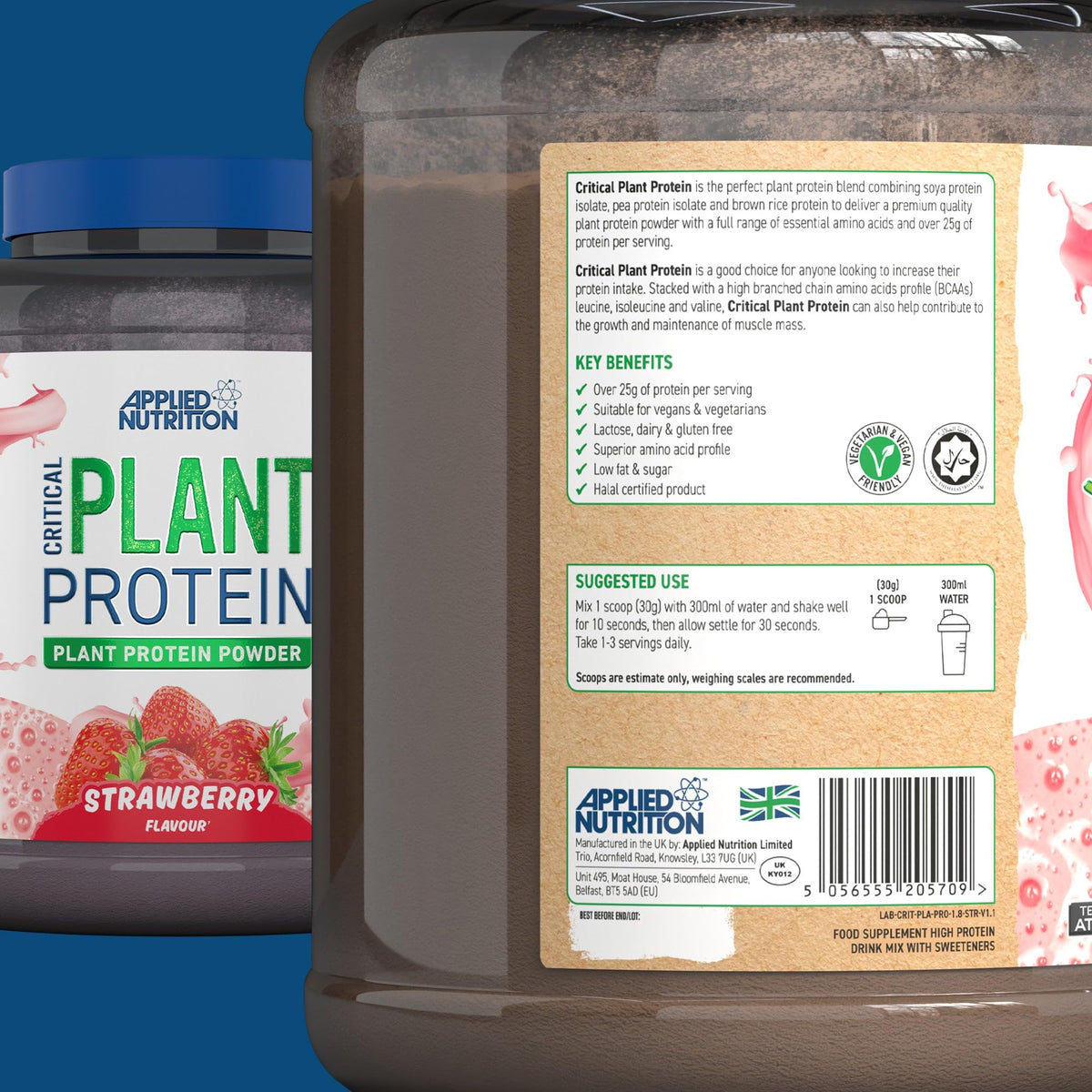 Applied Nutrition Plant Protein Powder - Critical Plant Vegan Protein Shake with SOYA