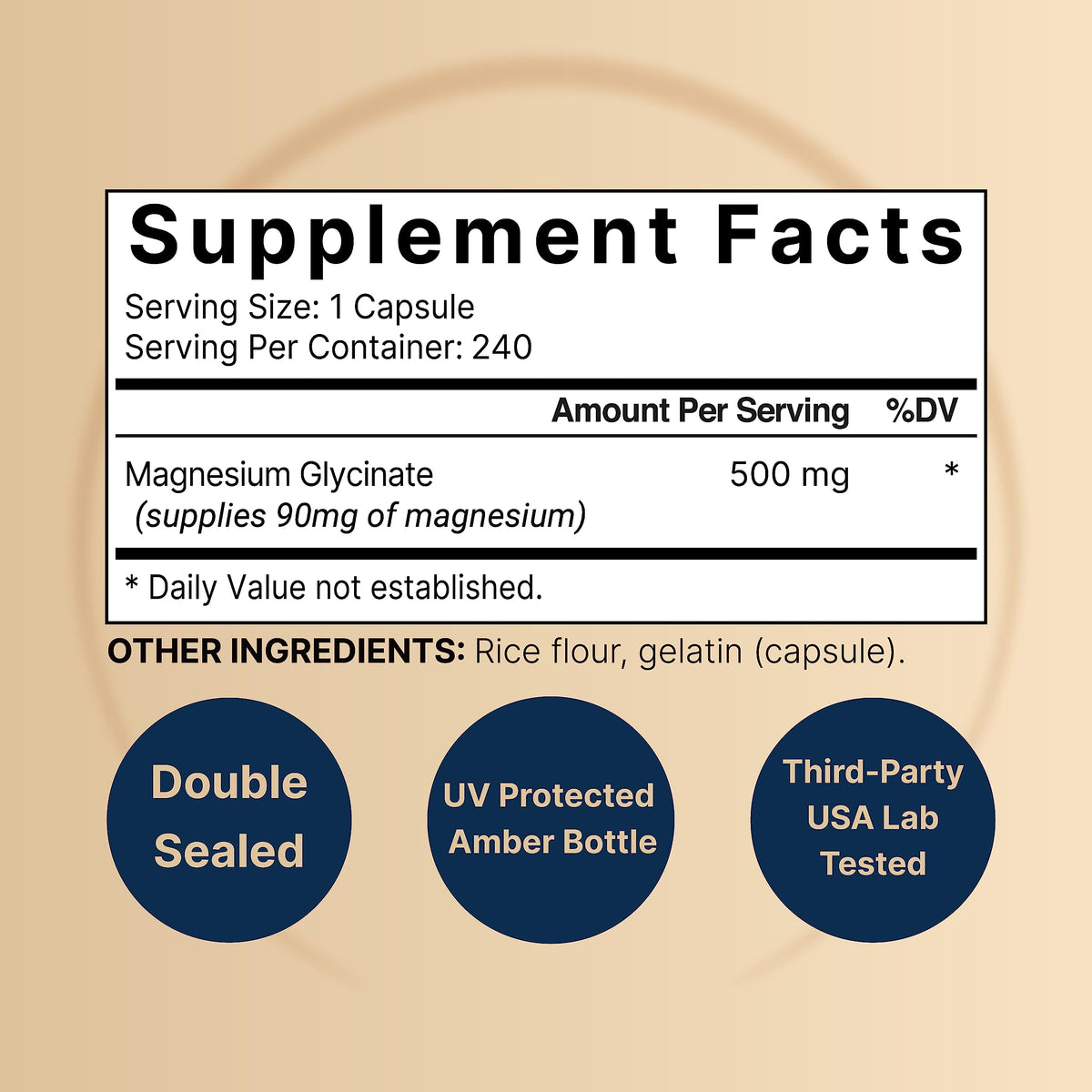 NatureBell Magnesium Glycinate Capsules 500mg - 240 Count, 100% Chelated & Purified