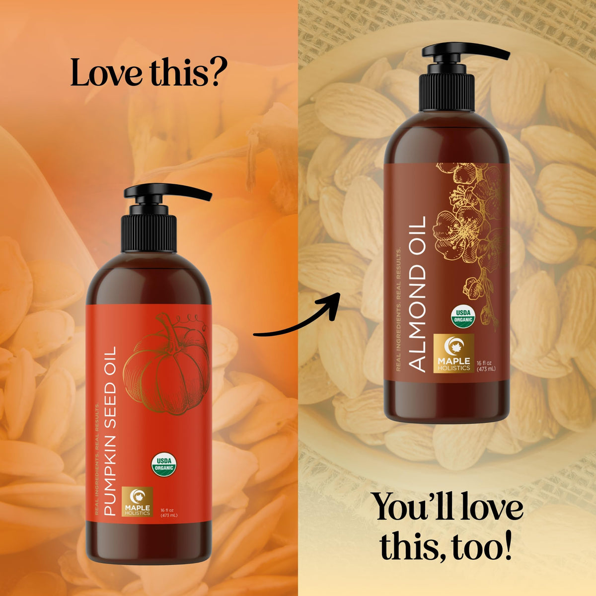 Pumpkin Seed Oil Organic Certified - 100% Pure Organic Pumpkin Seed Oil for Hair and Anti Aging Face Oil - USDA Organic Hair Oil for Dry Hair and Volume - Virgin Cold Pressed & Unrefined (16oz)