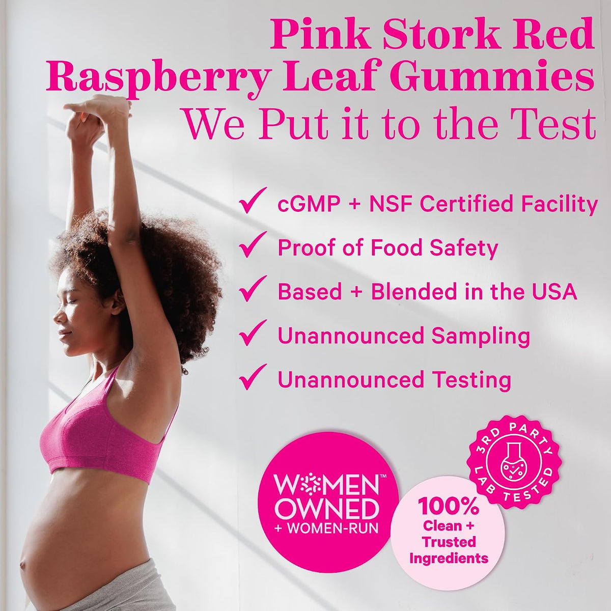 Pink Stork Red Raspberry Leaf Gummies for Labor Prep, 60 Count - Evening Primrose Oil + Black Cohosh, Pregnancy + Postpartum Mood Essentials, Vegan, Non-GMO