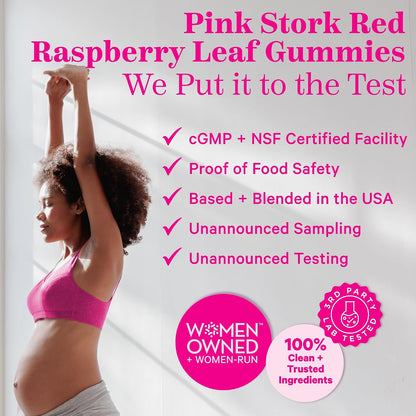 Pink Stork Red Raspberry Leaf Gummies for Labor Prep, 60 Count - Evening Primrose Oil + Black Cohosh, Pregnancy + Postpartum Mood Essentials, Vegan, Non-GMO