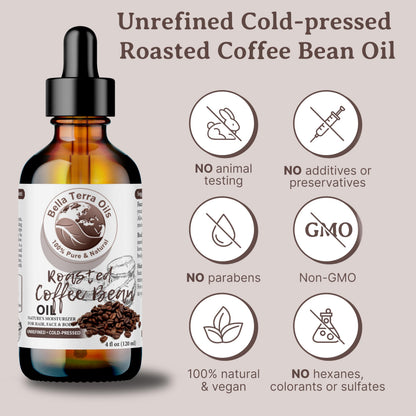 Bella Terra Oils - Roasted Bean Oil 8 oz - Pure Extract from Roasted Seeds, Enriched with Fatty Acids, An Elixir for Skin
