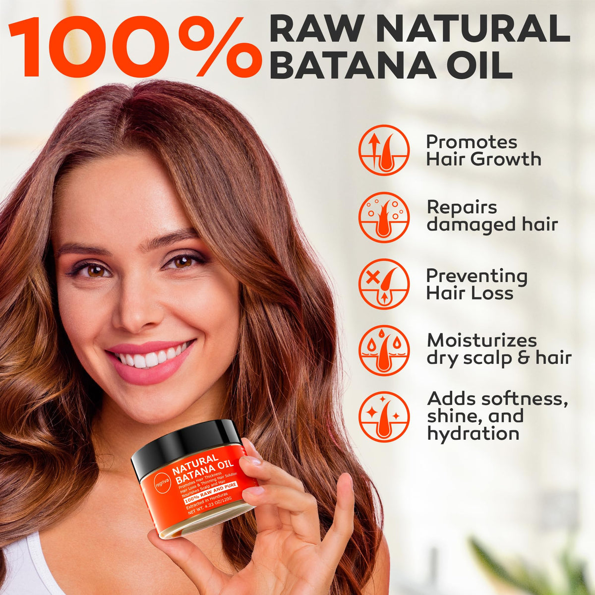 Raw Batana Oil for Hair Growth - Unrefined Pure 100% Organic Natural Batana From Honduras, Dr. Sebi Unrefined for Thick and Strong Natural Hair, Cold Pressed Cosmetic Scalp Mask Men & Women 4.23 OZ