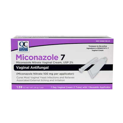 Quality Choice Miconazole Nitrate 2% 7 Day Vaginal Antifungal Cream, 1.59 Ounces (45g)