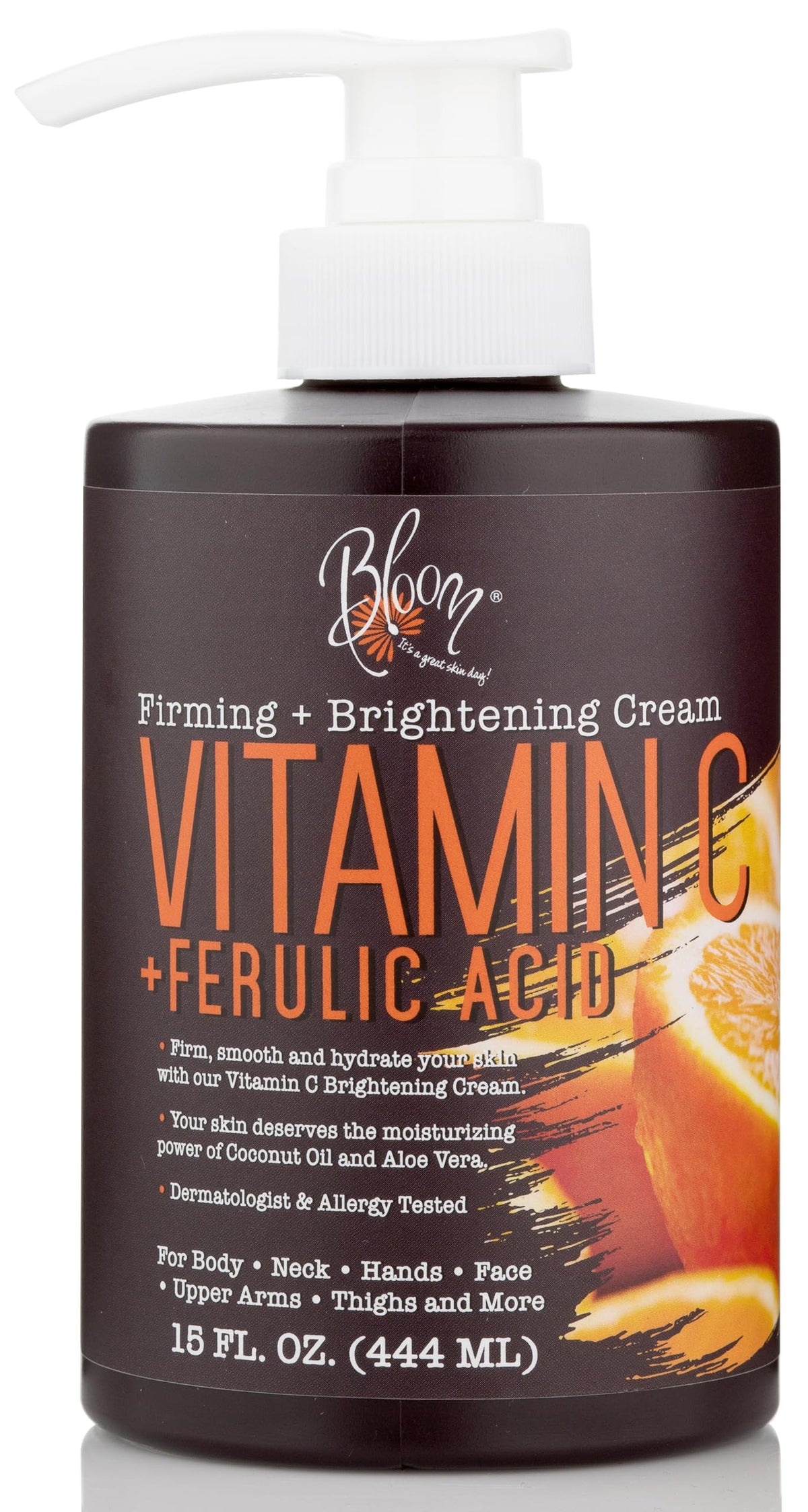 BLOOM Vitamin C Cream Body Lotion & Face Moisturizer W/Coconut Oil - Natural Skin Care