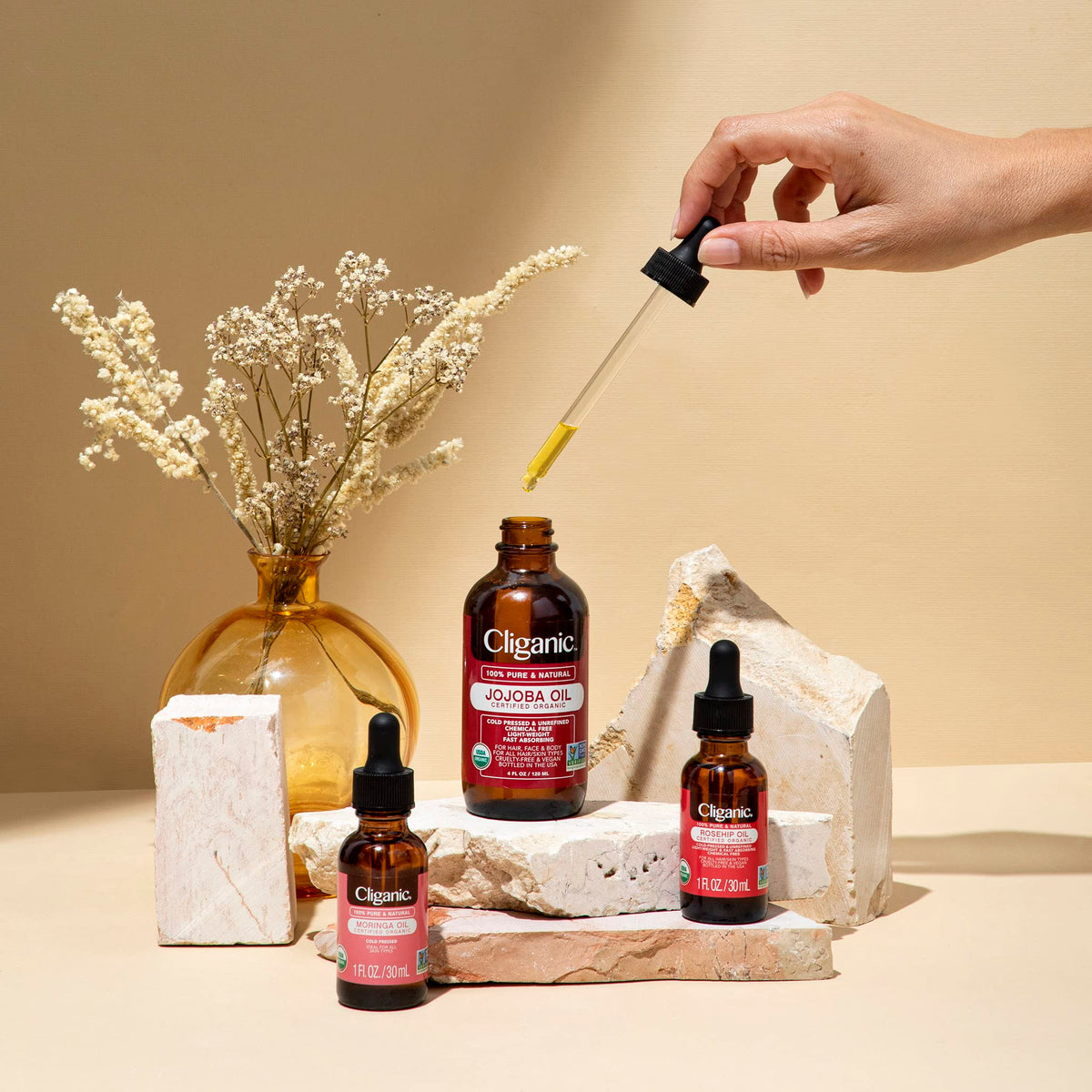 Cliganic USDA Organic Argan Oil, 100% Pure - for Hair, Face & Skin - Natural Cold Pressed Carrier Oil