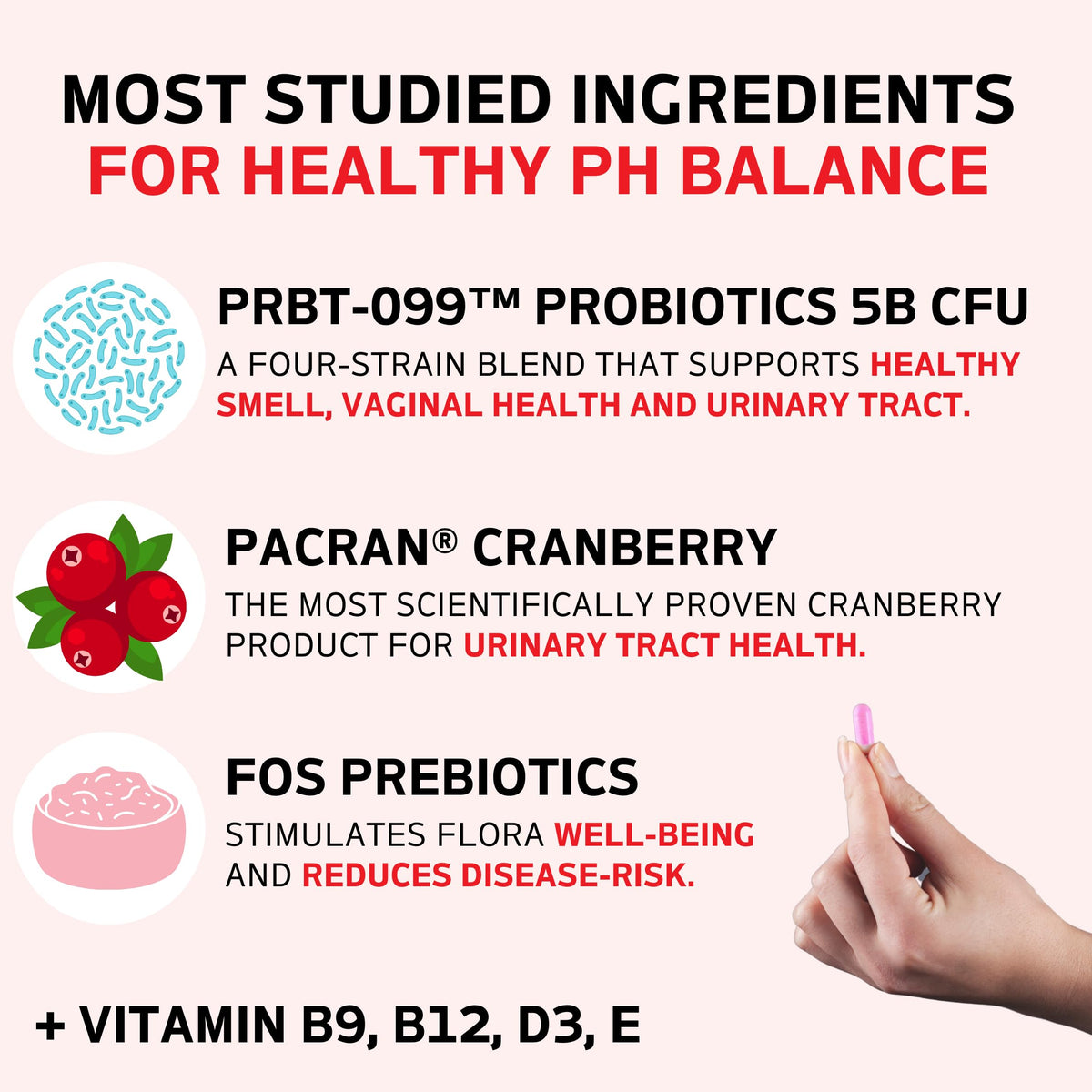Purely Pink Prebiotic Probiotic Blend for Vaginal Health - Promote pH Balance, Healthy Flora and Odor