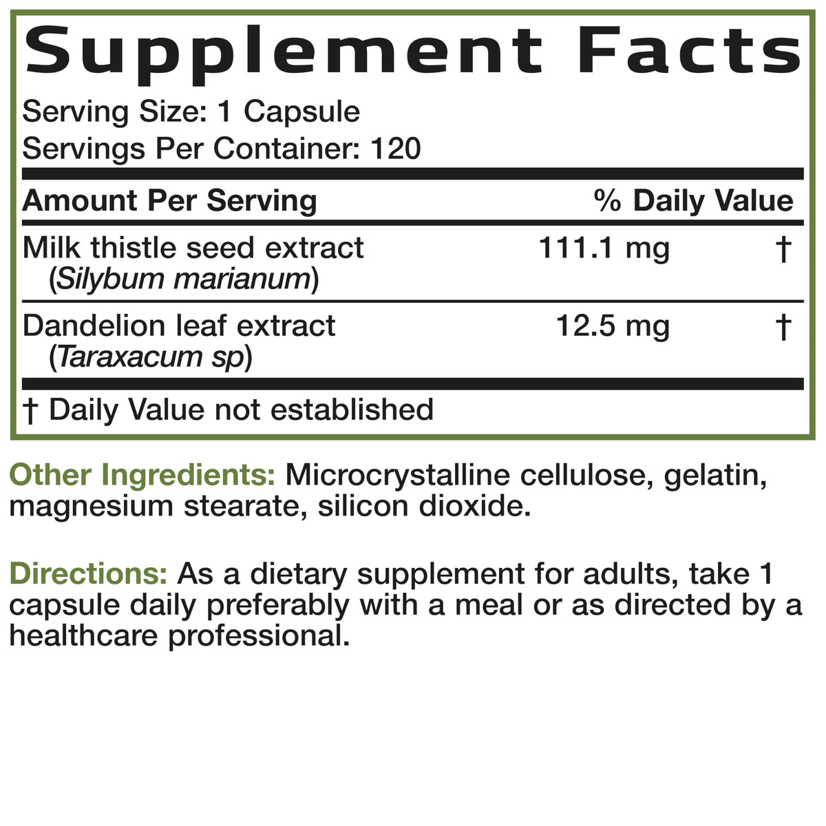 Bronson Milk Thistle Silymarin Marianum & Dandelion Extract, 120 Capsules - 2-in-1 Liver Cleanse, Health, Detox & Antioxidant Support, Non-GMO, Gluten-Free, Soy-Free