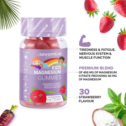 Kids Magnesium Gummies - Vegan - 1 Month Supply - Childrens Supplements - 30 Chewa