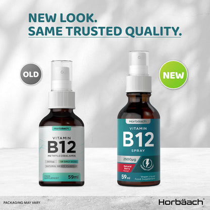 Vitamin B12 Spray 2500mcg - 59ml - High Strength Supplement - Natural Berry Flavour