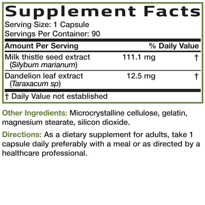 Bronson Milk Thistle Silymarin Marianum & Dandelion Extract, 120 Capsules - 2-in-1 Liver Cleanse, Health, Detox & Antioxidant Support, Non-GMO, Gluten-Free, Soy-Free