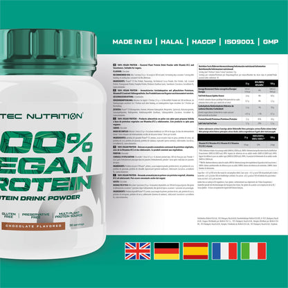 Scitec Nutrition 100% Vegan Protein - 5 Plant-Based Protein Sources - Fortified with Vitamin B12