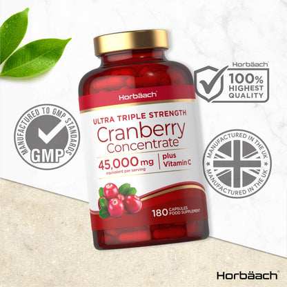 Cranberry Capsules 45,000 mg - High Strength Cranberry Extract with Vitamin C